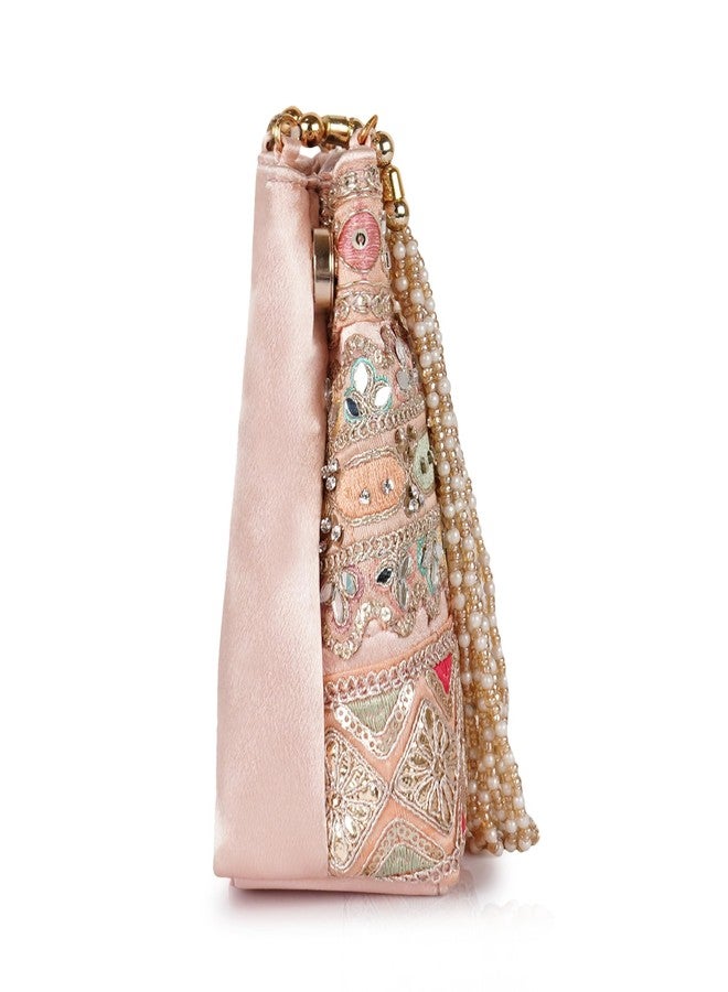 PLANX Velvet SilK Stylish Embroidery Unique Design Traditional Ethnic Wedding Party Handheld Potli For Women - Image 4